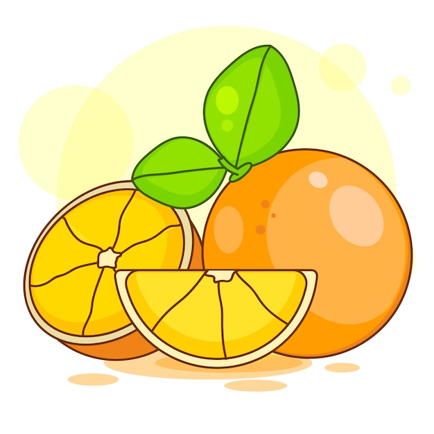 Pomarańczowy Plasterek Z Liść Odosobnioną Ilustracją