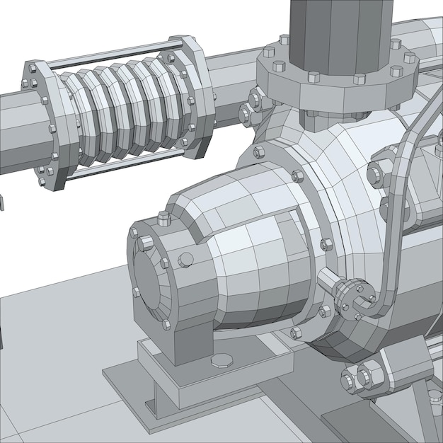 Pompa do urządzeń przemysłowych Model szkieletowy EPS10 Renderowanie wektorowe 3d