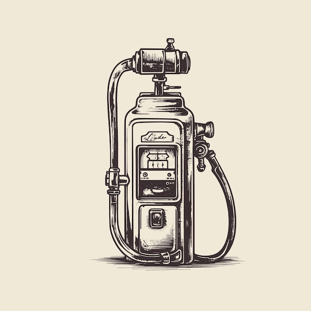 Plik wektorowy pompa paliwa wektor rysunek izolowana ręka rysujący obiekt grawerowany styl ilustracji