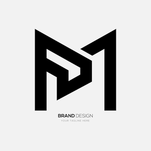 Pomysł na logo z monogramem o nowoczesnym kształcie i kształcie litery Pm lub Mp
