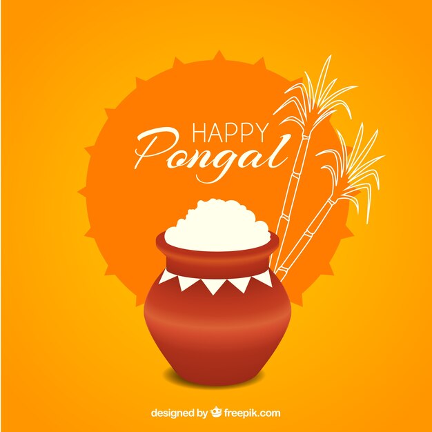 Pongal Ryż Puli Na żółtym Tle