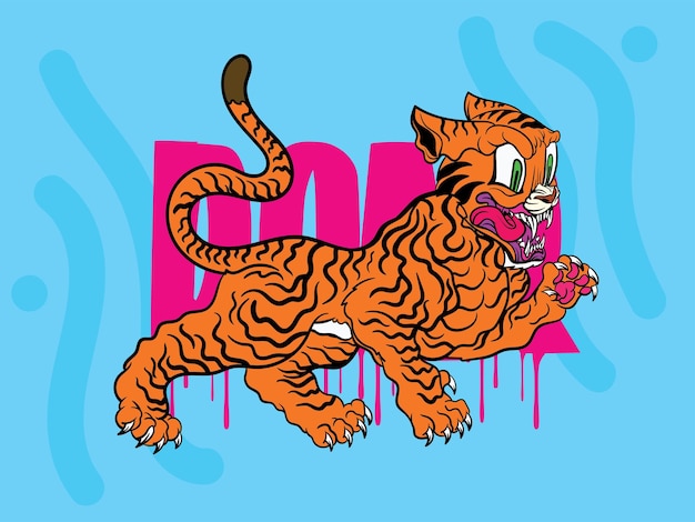 Pop art ilustracja tygrysa w japońskim stylu na wydarzenie kaijune