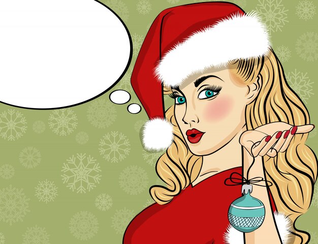 Plik wektorowy pop art santa girl