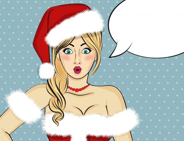 Plik wektorowy pop art santa girl