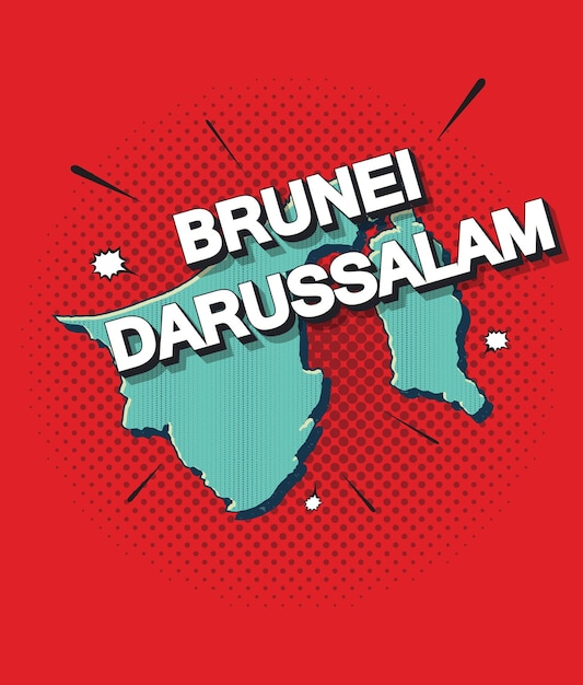 Pop-artowa Mapa Brunei Darussalam