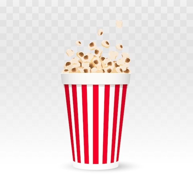 Popcorn Ilustracji Wektorowych Popcorn W Czerwono-białe Paski Na Białym Tle