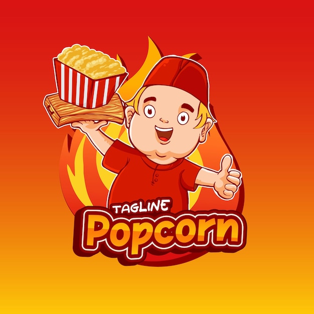Popcorn jedzenie charakter maskotka wektor