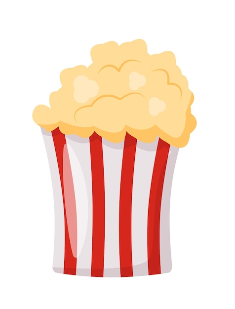 Plik wektorowy popcorn w paski przekąska fast food na białym tle