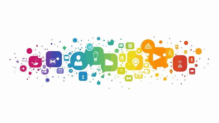Wektor poprawa technologii sieci społecznościowych za pomocą narzędzi multimedialnych gradient