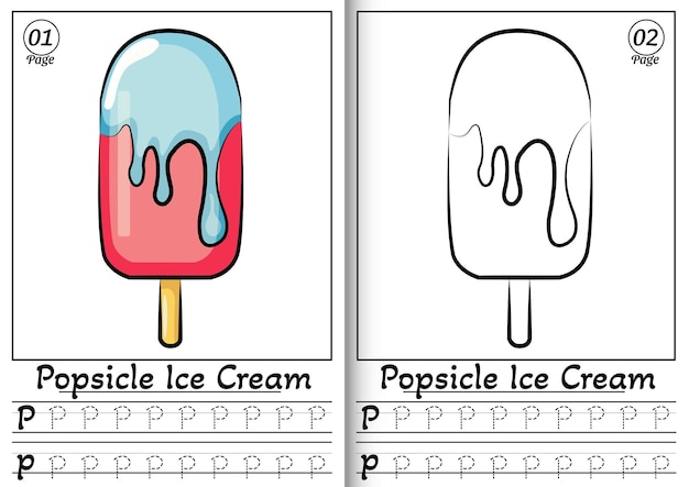 Popsicle Lody Alfabet ABC Kolorowanki Strona P Śledzenie wszystkich liter alfabetu angielskiego