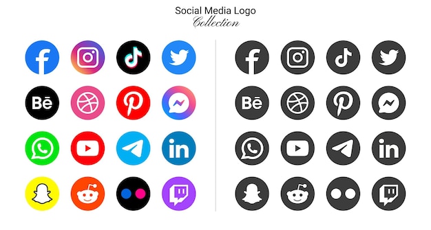 Popularne ikony logo sieci społecznościowych facebook instagram youtube pinterest itp. ikony logo