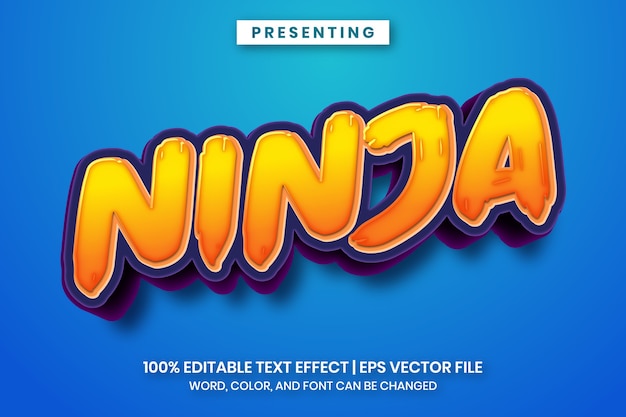 Popularny efekt tekstowy tytułu kreskówki ninja