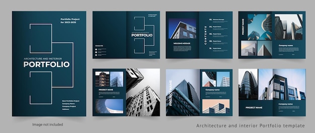 Plik wektorowy portfolio architektury i wnętrz lub szablon projektu portfela projektów