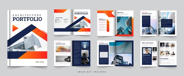 Portfolio architektury lub portfolio Projekt szablonu układu broszury