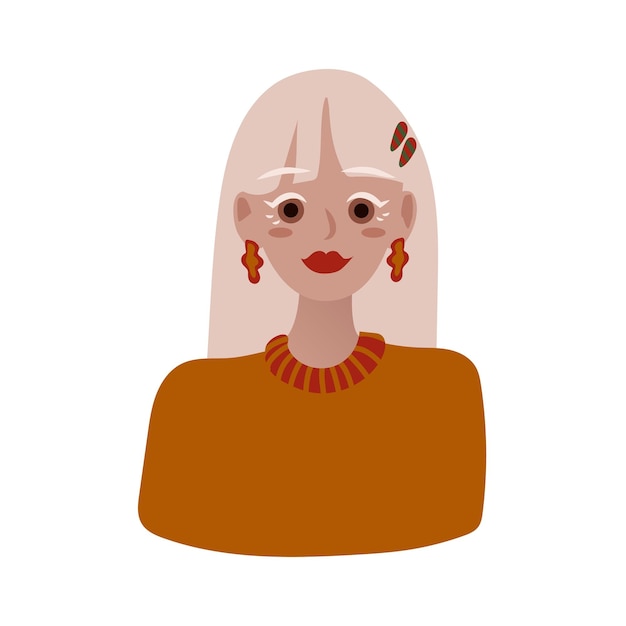 Portret blond nastolatka Awatar szczęśliwego studenta uniwersytetu Kolorowe wektora płaskiej ilustracji