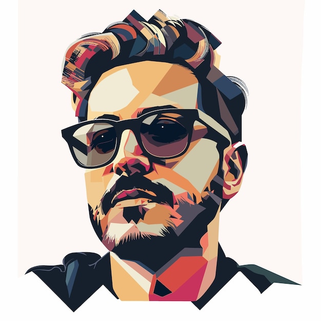 Plik wektorowy portret hipstera z wąsami i brodą ilustracja wektorowa