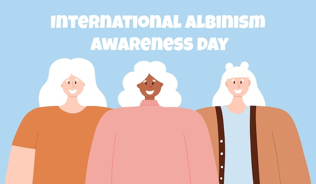 Portret Kobiety Albinos Ilustracja Wektorowa Kobiet Z Albinizmem Międzynarodowy Dzień świadomości Bielactwa Bielactwo Rzadkie Zaburzenie Genetyczne