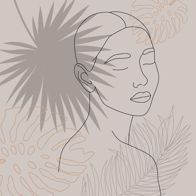 Portret kobiety Nowoczesny minimalistyczny żeński liniowy rysunek wektorowy