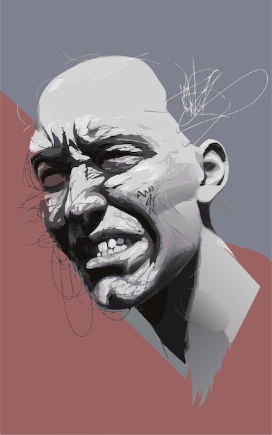 Portret łysego mężczyzny w skali szarości