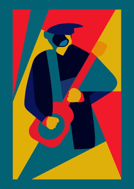 Portret muzyka bluesman abstrakcyjna ilustracja