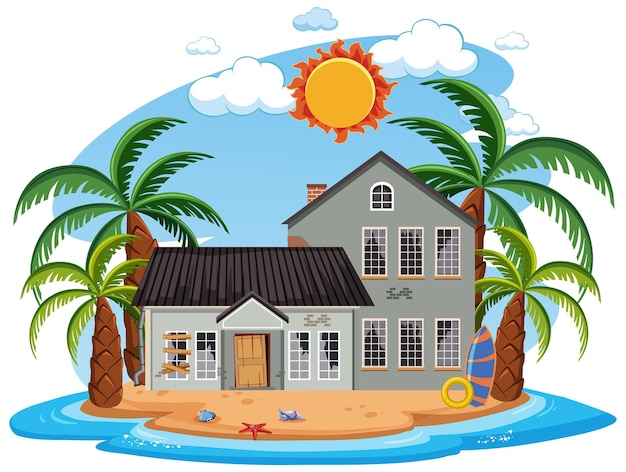 Plik wektorowy porzucić dom na plaży na wyspie?