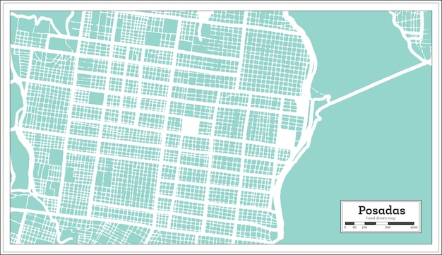 Plik wektorowy posadas argentyna mapa miasta w stylu retro mapa konspektu