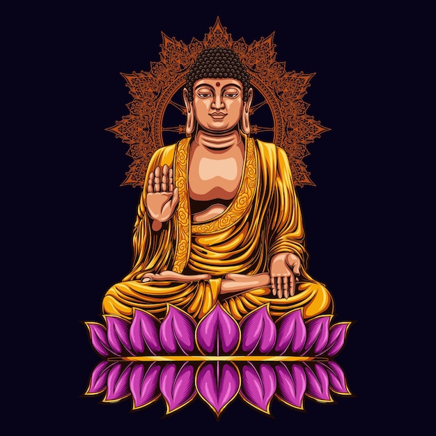 Plik wektorowy posąg buddy z ilustracji wektorowych mandali