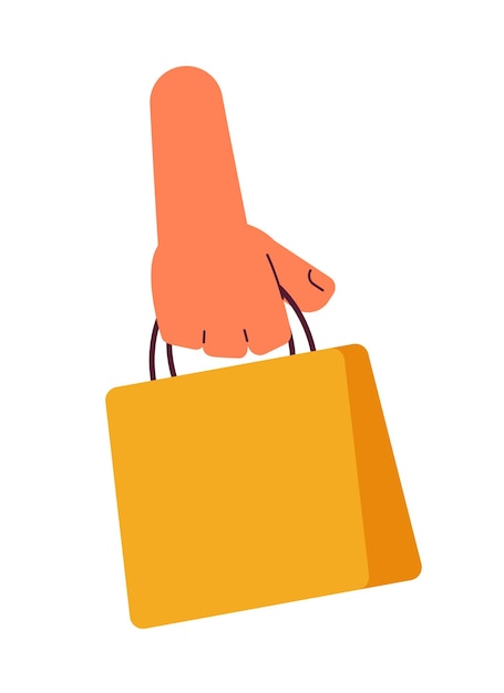 Plik wektorowy posiadanie torby na zakupy półpłaska kolorowa ręka wektorowa edytowalna ikona clip art kreskówki na białym tle prosta ilustracja punktowa do projektowania grafiki internetowej