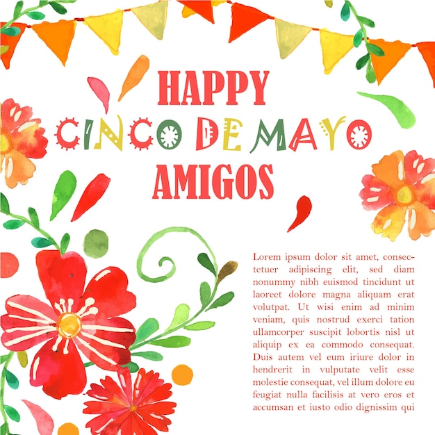 Post Na Instagramie Happy Cinco De Mayo Amigos Meksykański Kwiat Akwarela