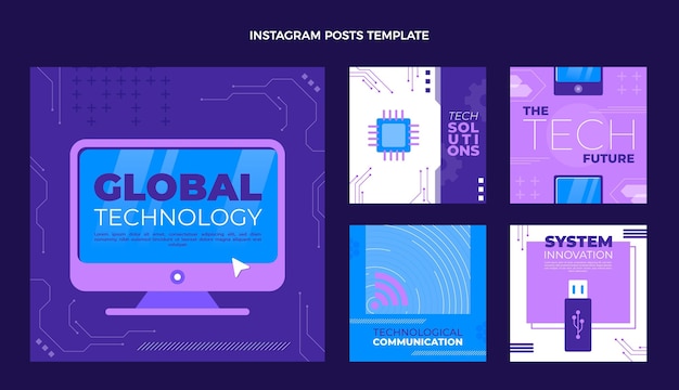 Plik wektorowy post na instagramie o minimalnej technologii
