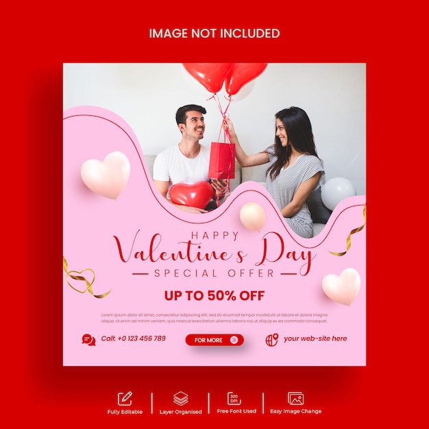 Post W Mediach Społecznościowych Na Sprzedaż Walentynkową I Post Na Instagramie Lub Projekt Szablonu Banera Internetowego