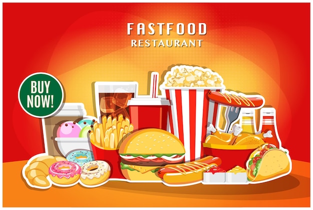 Post W Mediach Społecznościowych Restauracji Fast Food Banner