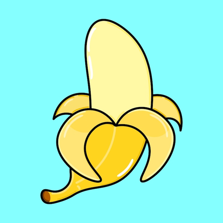 Wektor postać bananowa wektor ręcznie narysowana ikona ilustracji postaci kawaii izolowana na niebieskim tle koncepcja postaci bananowej