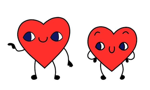 Plik wektorowy postać serca z oczami i rękami kreskówka serce na walentynki wektor płaskie naklejki