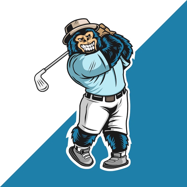 Postać Silverback Grająca W Logo Maskotki Golfa