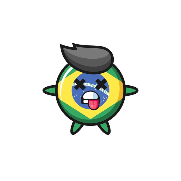Plik wektorowy postać uroczej odznaki flagi brazylii z martwą pozą, ładny styl na koszulkę, naklejkę, element logo