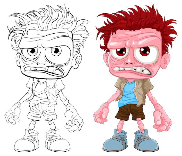 Postać Z Kreskówki Grumpy Zombie Man Do Kolorowanek