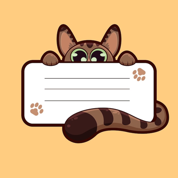 Plik wektorowy postać z kreskówki kota z czystym papierem