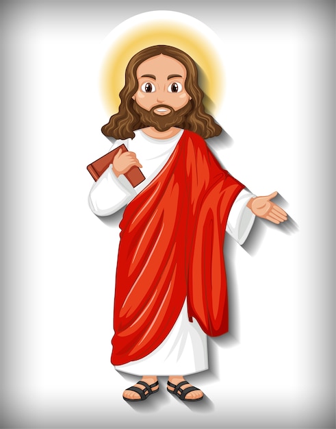 Plik wektorowy postać z kreskówki na białym tle jezusa