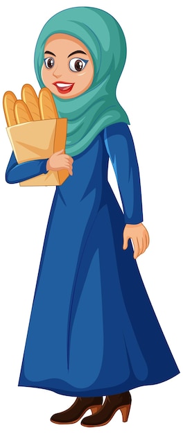 Plik wektorowy postać z kreskówki piękna arabska dama