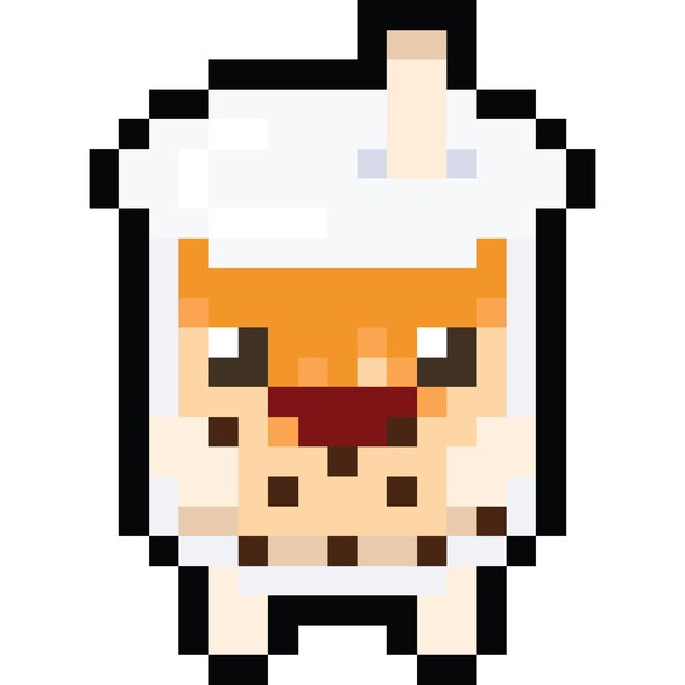 Postać Z Kreskówki Pixel Art Bubble Tea