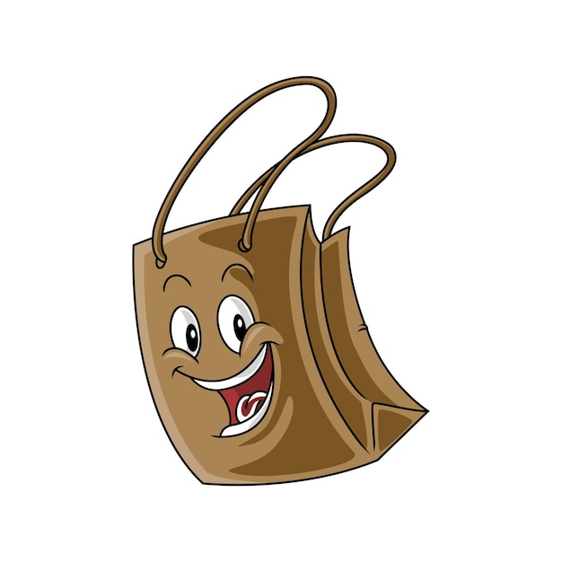 Plik wektorowy postać z kreskówki szczęśliwej papierowej torby