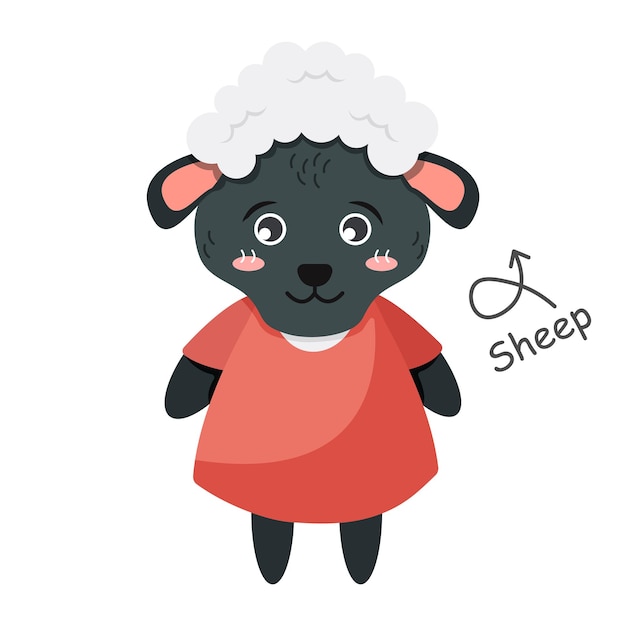 Postaci z kreskówek owiec z ubraniami Vector