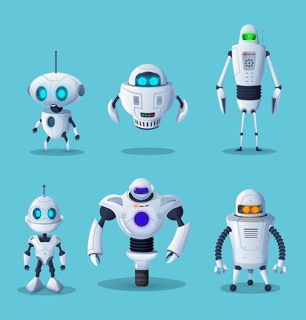Postaci z kreskówek robotów wektorowej technologii i nauki ai przyszłości.