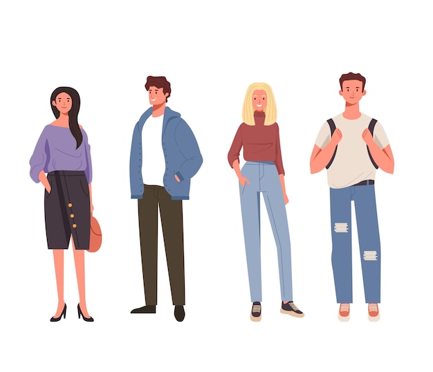 Postaci znajomych ludzi zestaw ilustracji