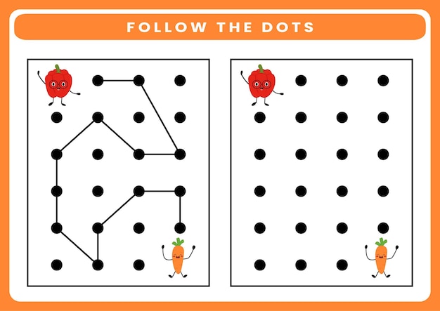 Plik wektorowy postępuj zgodnie z arkuszem z kropkami dla dzieci