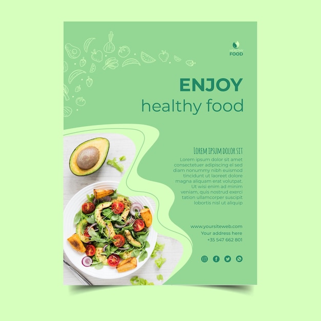 Plik wektorowy postertemplate zdrowej żywności