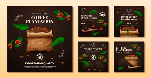 Posty Na Instagramie Z Gradientem Plantacji Kawy