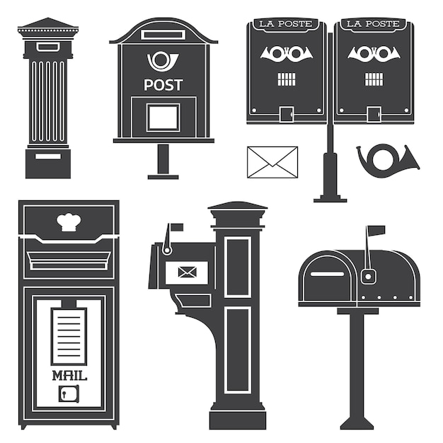Plik wektorowy posty pocztowe i skrzynki na listy w stylu vintage