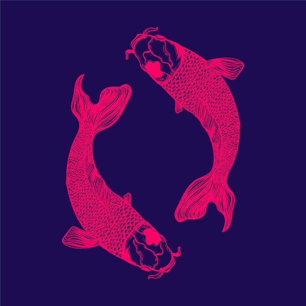 Plik wektorowy poświata kolor ryby ilustracja linii sztuki